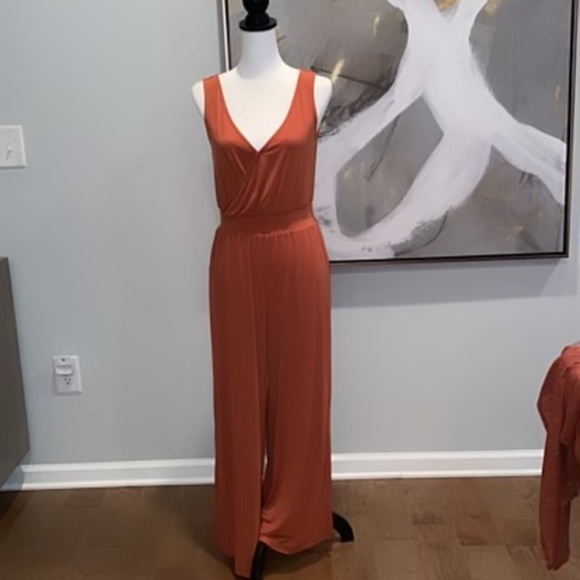 Giuliano Burnt Orange Jumpsuit with Matching Sweater, Size Small - Picture 3 of 6